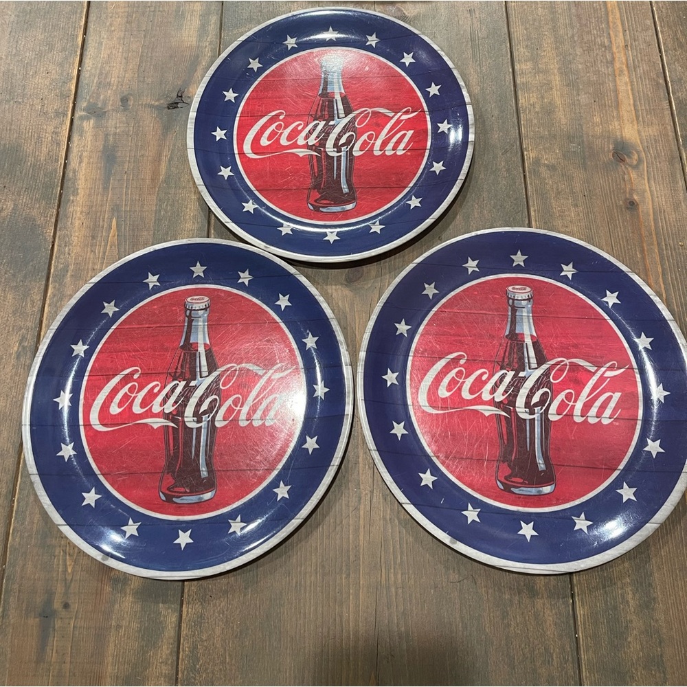 Coca Cola Dinner Plate Set Of 3 Collectible Dinnerware By Gibson